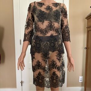 Les Jupons de Tess Paris Lingerie Lace Top and Skirt size M